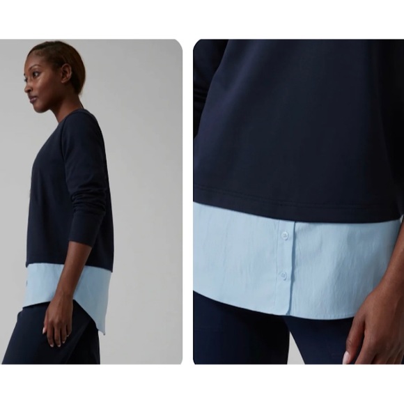 🎉Athleta Gallery Top 2.0, Women’s Size Med, Navy/Quarry Blue - Picture 3 of 8